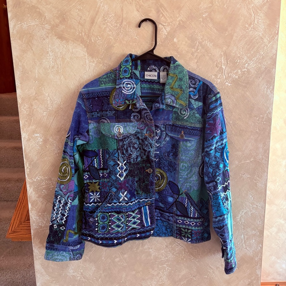 Chico’s Women's Blue Patchwork Jacket - image 1